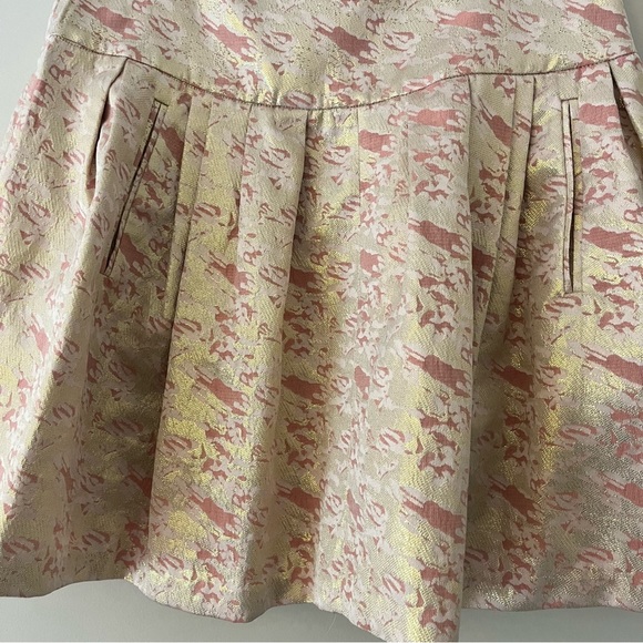 Anthropologie Moulinette Soeurs Sugarplum Pink and Gold Brocade Skirt Size 8 - Picture 3 of 11